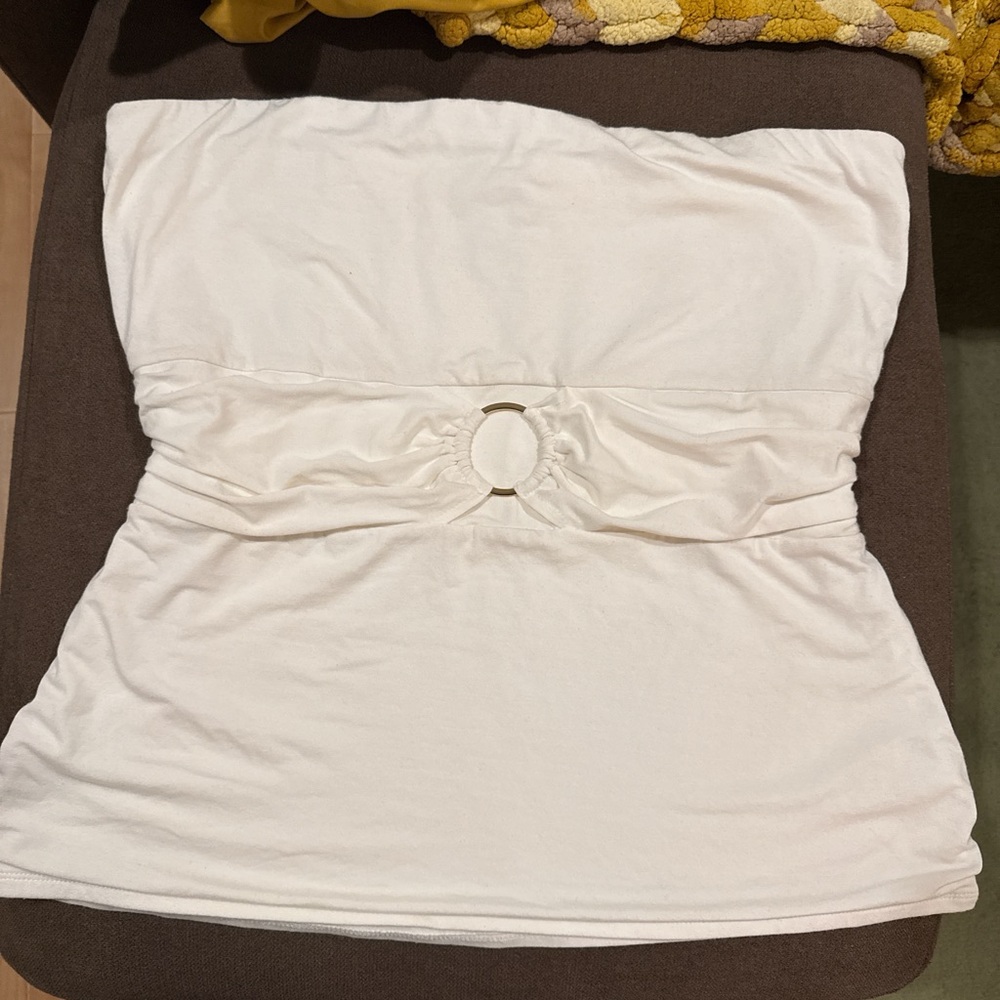 White Strapless Top with Ring Detail